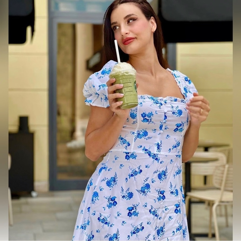 Zara Blue and White Floral Dress